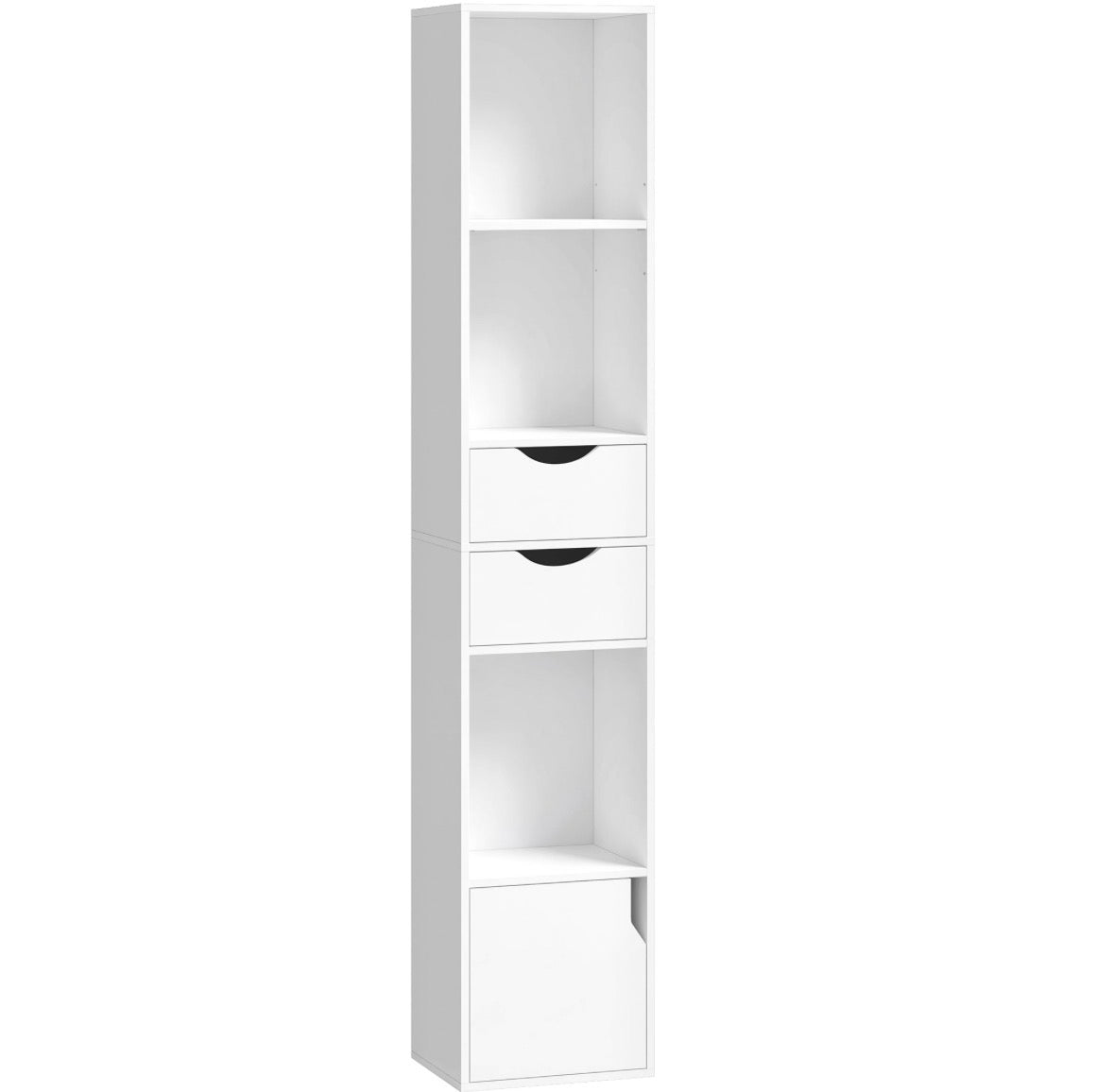 Bookcase with Drawers Adjustable Shelf Bookshelf with 2 Drawers and Cabinet