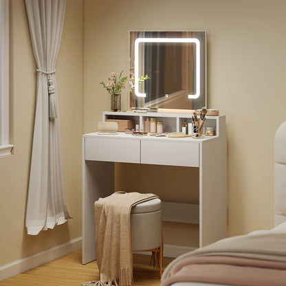 Storage Dressing Table, With LED Light Mirror