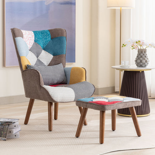 Multi colour Wingman Lounge Chair With Footrest