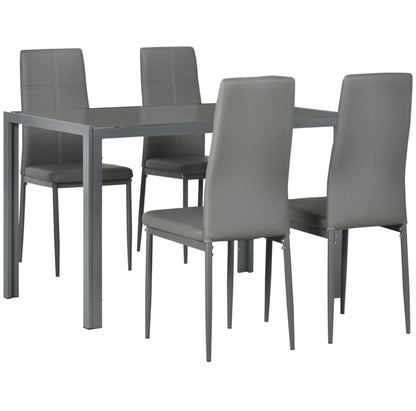 Modern Dining Table Set for 4, Space-Saving 5 Pieces Kitchen Table Set with Rectangle Table and Steel Frame