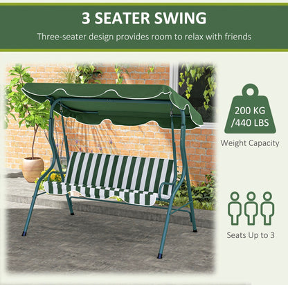 3-Seater Garden Swing Seat With Adjustable Canopy and Cushion