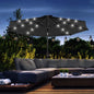 2.7m Outdoor Patio Garden Umbrella Parasol with Tilt Crank and 24 LEDs Lights