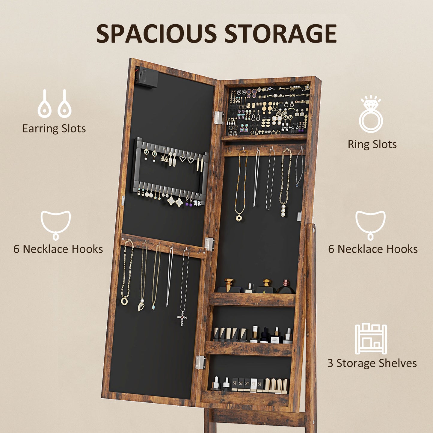 Jewellery Cabinet -With Mirror and LED