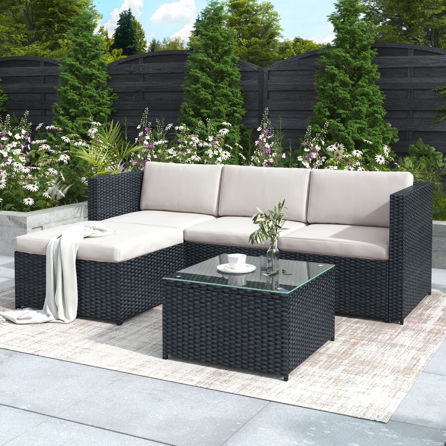 Garden Corner Sofa Rattan Patio Set Garden