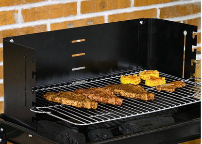 Charcoal BBQ Barbecue Grill Outdoor Patio Garden Heating Smoker with Side Trays Storage Shelf and Wheels