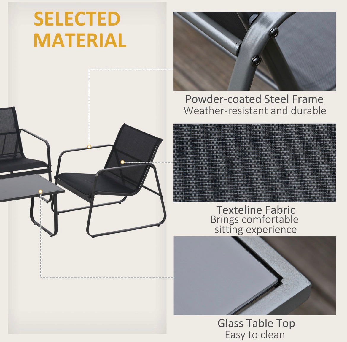 Four-Piece Minimalistic Garden Sofa Set
