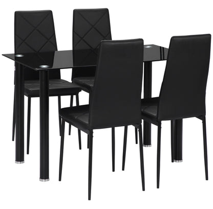 Modern Dining Table Set for 4, Space-Saving 5 Pieces Kitchen Table Set with Rectangle Table and Steel Frame