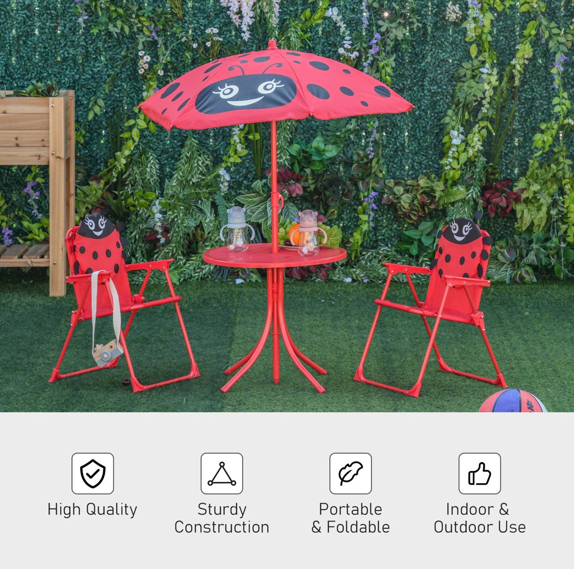 Outsunny Kids-Parasol Picnic Table and Chair Set