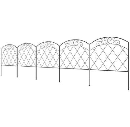 3m Decorative Metal Garden Fence - Diamond and Swirl Pattern