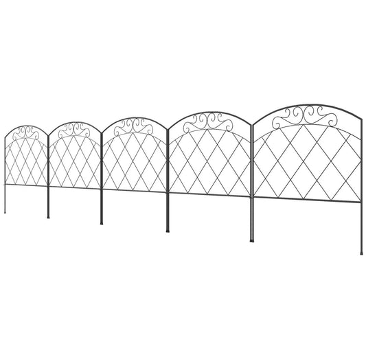 3m Decorative Metal Garden Fence — Diamond & Swirl Pattern