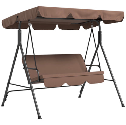 3-Seater Garden Swing Seat With Adjustable Canopy and Cushion