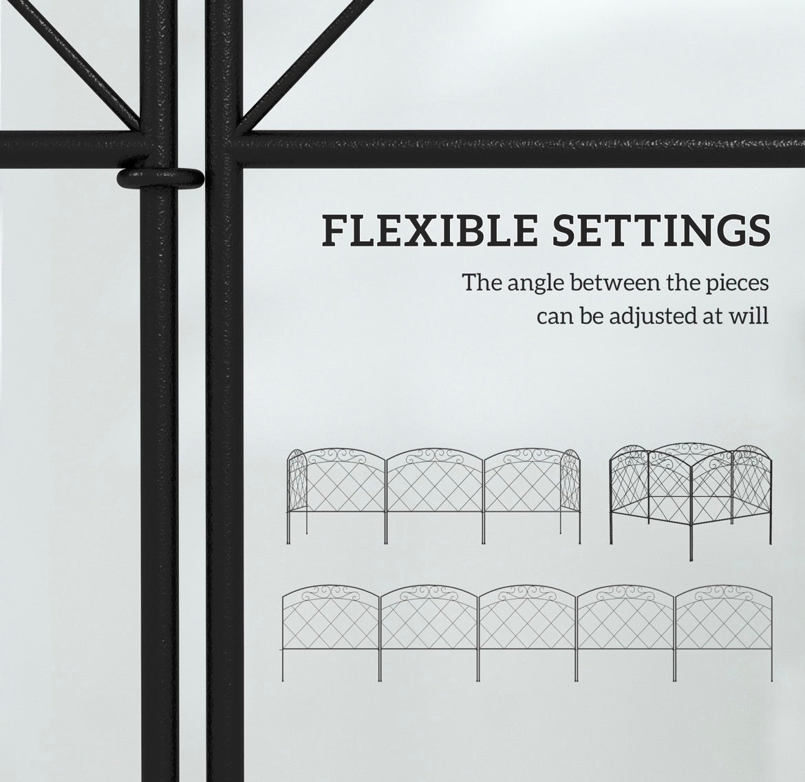 3m Decorative Metal Garden Fence - Diamond and Swirl Pattern