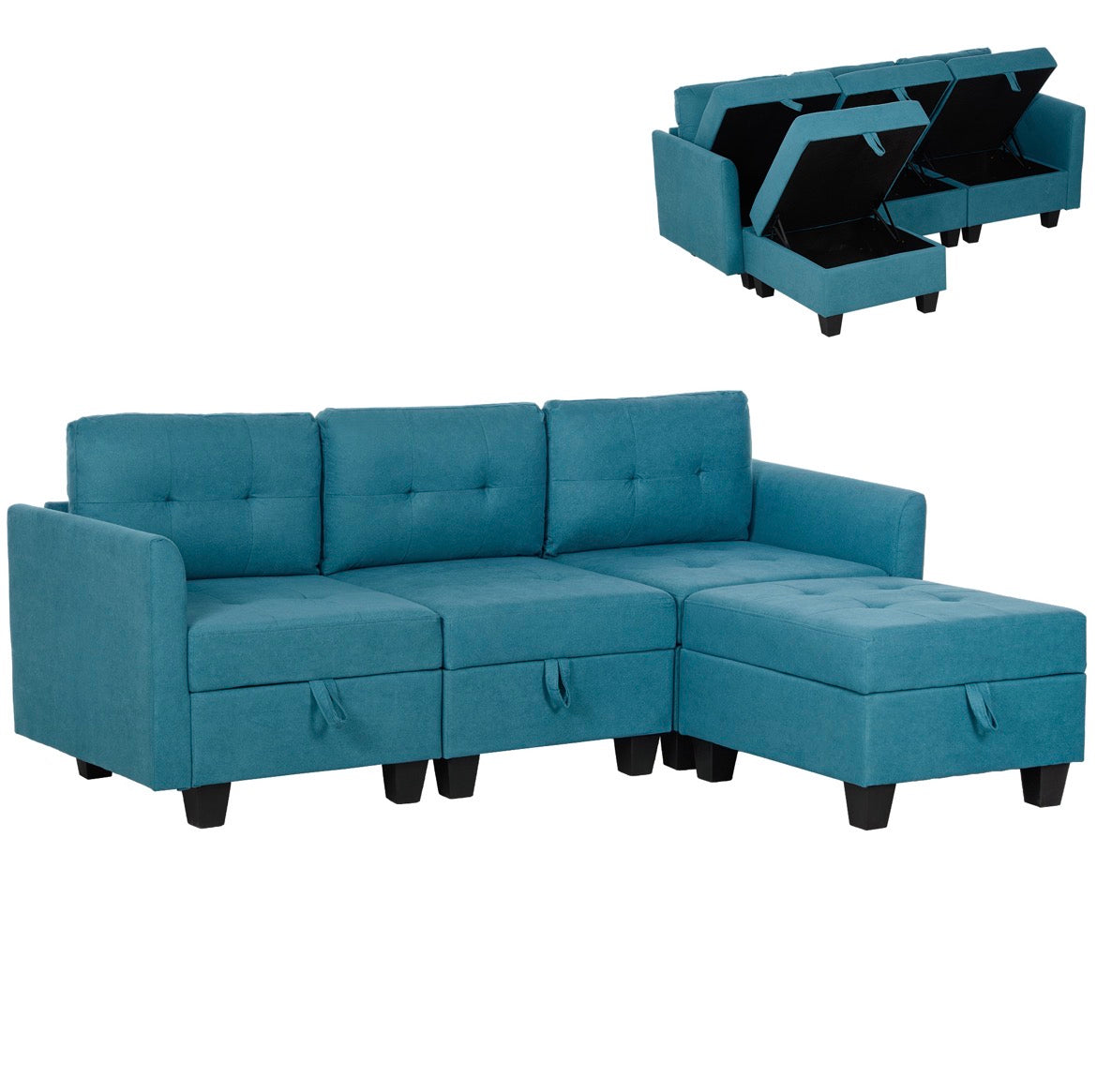 Modular Sofa with Storage L-Shape Comfortable and Space-Saving Design for Modern Living Rooms