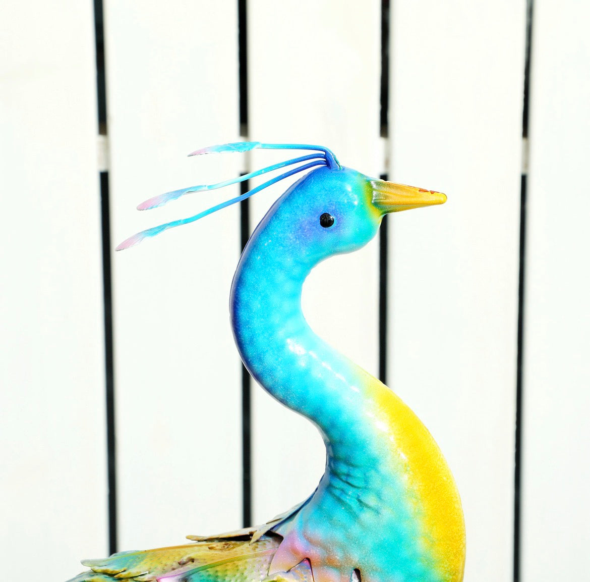 Peacock Garden Statue, Standing Garden Ornament, Metal Garden Gift with Stakes for Patio Pond Landscape Decoration