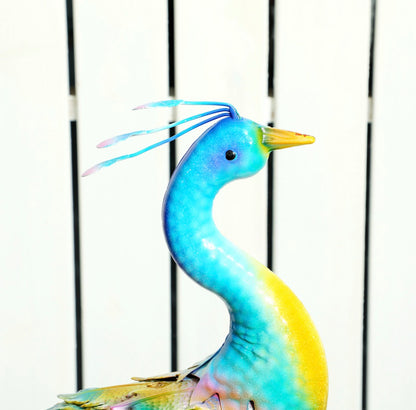Peacock Garden Statue, Standing Garden Ornament, Metal Garden Gift with Stakes for Patio Pond Landscape Decoration