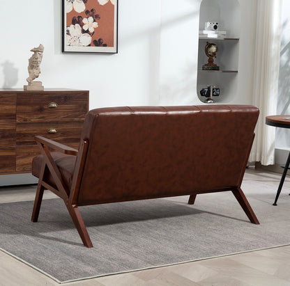 2-Seater Vintage PU Leather Sofa – Brown