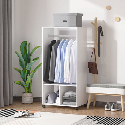 Open Wardrobe On Wheels-White