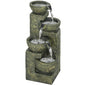 Garden Water Feature Waterfall Fountain with 4-Tier Stone Look Bowls, Adjustable Flow