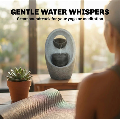 Water Feature with 2-Tier Bowls, Garden Water Fountain with Pump and LED Lights, Resin Cascading Waterfall