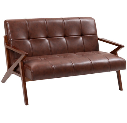2-Seater Vintage PU Leather Sofa – Brown