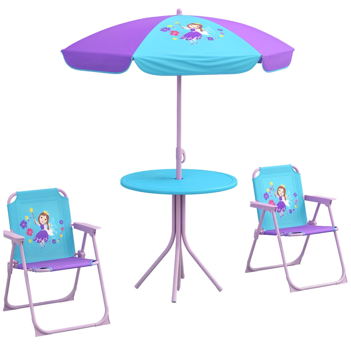 Outsunny Kids-Parasol Picnic Table and Chair Set