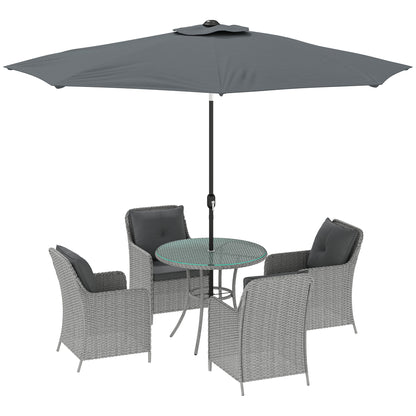 4 Seater Rattan Dining Set With Parasol