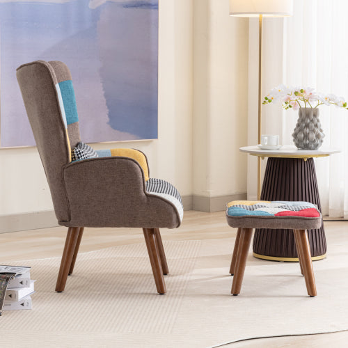 Multi colour Wingman Lounge Chair With Footrest