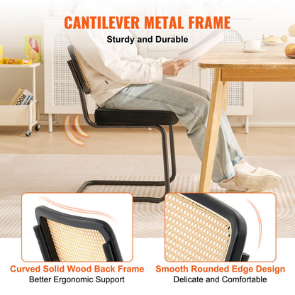 2 Set of Black Velvet Rattan Dining Chairs