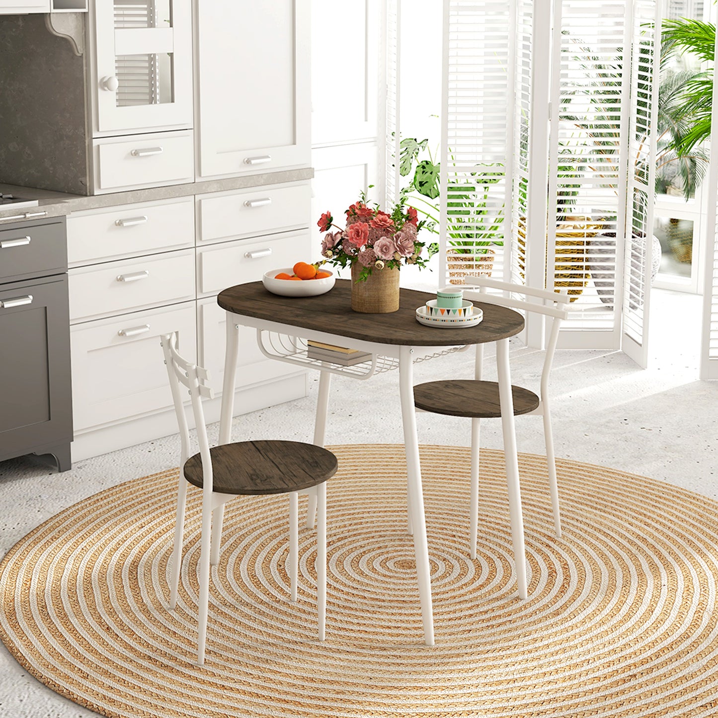 Dining Table And Chairs Set 3-Piece