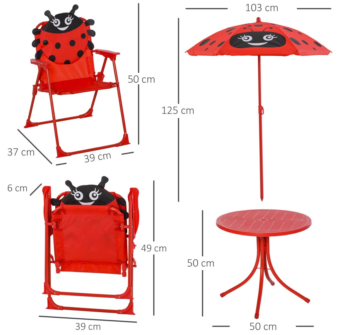 Outsunny Kids-Parasol Picnic Table and Chair Set