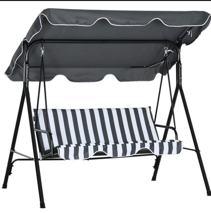 3-Seater Garden Swing Seat With Adjustable Canopy and Cushion