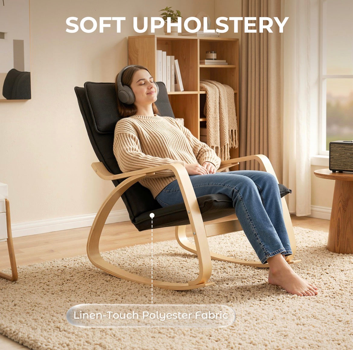 Lounge Chair, Comfortable Relax Rocking Chair with Headrest