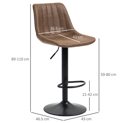 Leather Upholstered Bar Stools-Set of 2