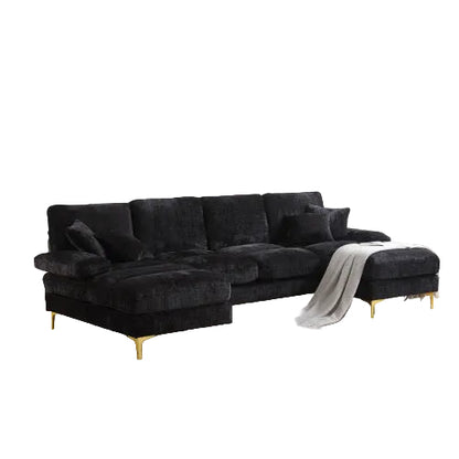 Modular Sofa Double Chaise With Chenille Fabric