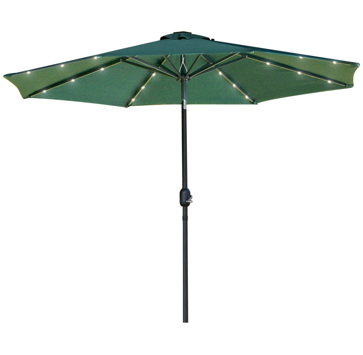 2.7m Outdoor Patio Garden Umbrella Parasol with Tilt Crank and 24 LEDs Lights