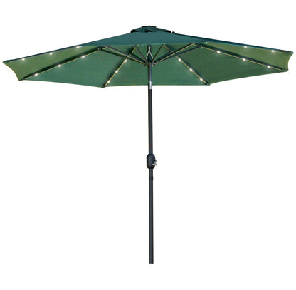 2.7m Outdoor Patio Garden Umbrella Parasol with Tilt Crank and 24 LEDs Lights