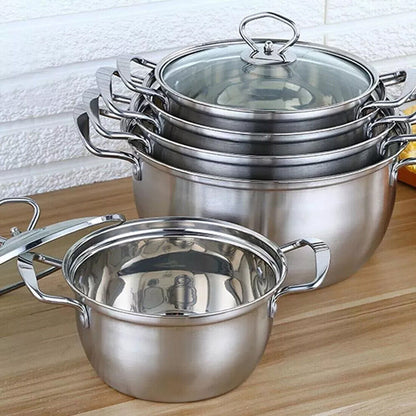 11PCS Induction Cookware Set Non Stick Stainless Steel Pots & Pans with Lids for Modern Kitchen