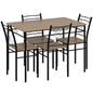 Five-Piece Minimal Dining Set Oak-Effect Black Table & Chairs Modern Home Furniture