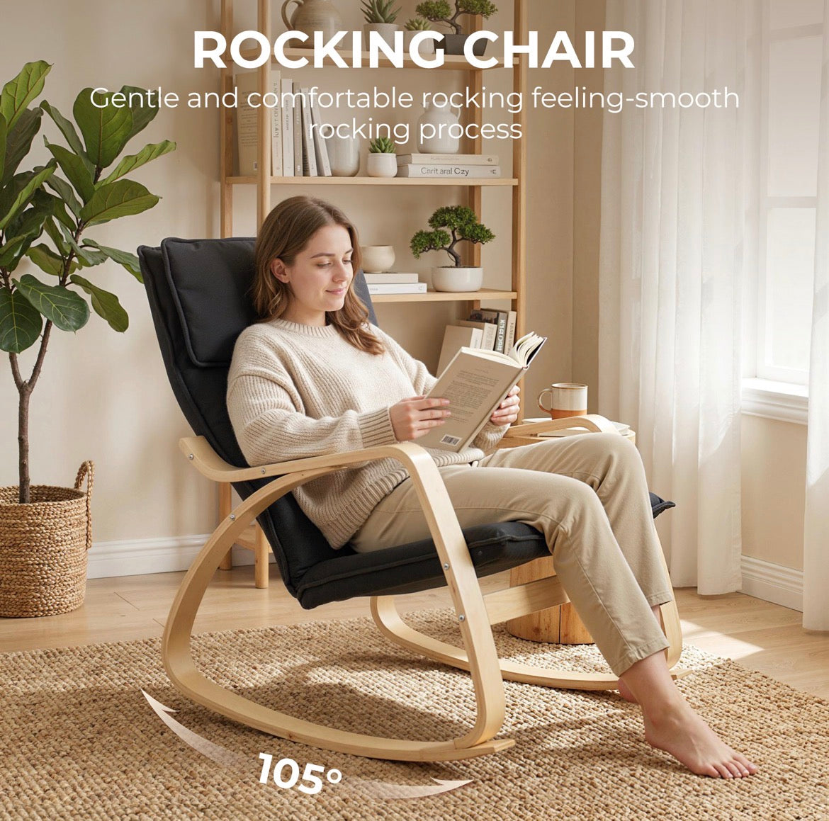 Lounge Chair, Comfortable Relax Rocking Chair with Headrest