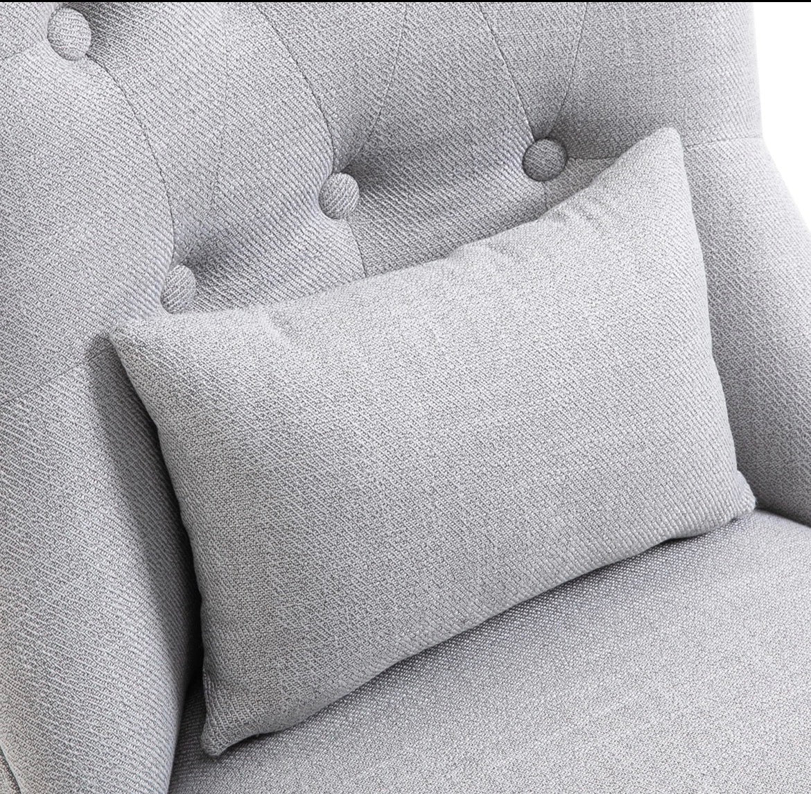 Single Sofa With Backrest Pillow Dining Chair Tub Chair Upholstered Wood Leg