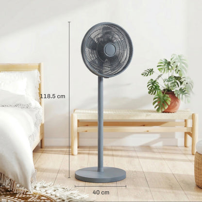 40 cm Standing Fan, Cooling Floor Fan with 80° Oscillating, Adjustable Tilt and Height, 4 Speed, Remote Control