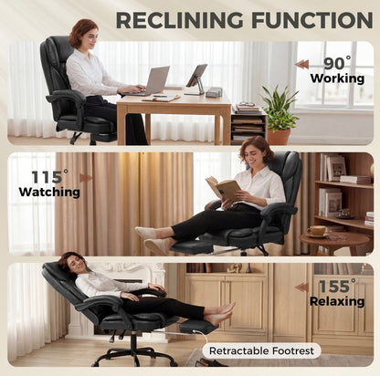 Executive Home Office Chair Reclining Function Footrest Computer Desk Chair High Back