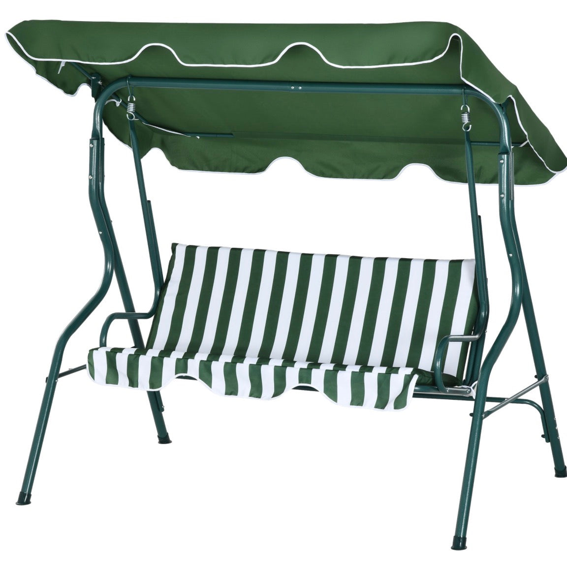 3-Seater Garden Swing Seat With Adjustable Canopy and Cushion