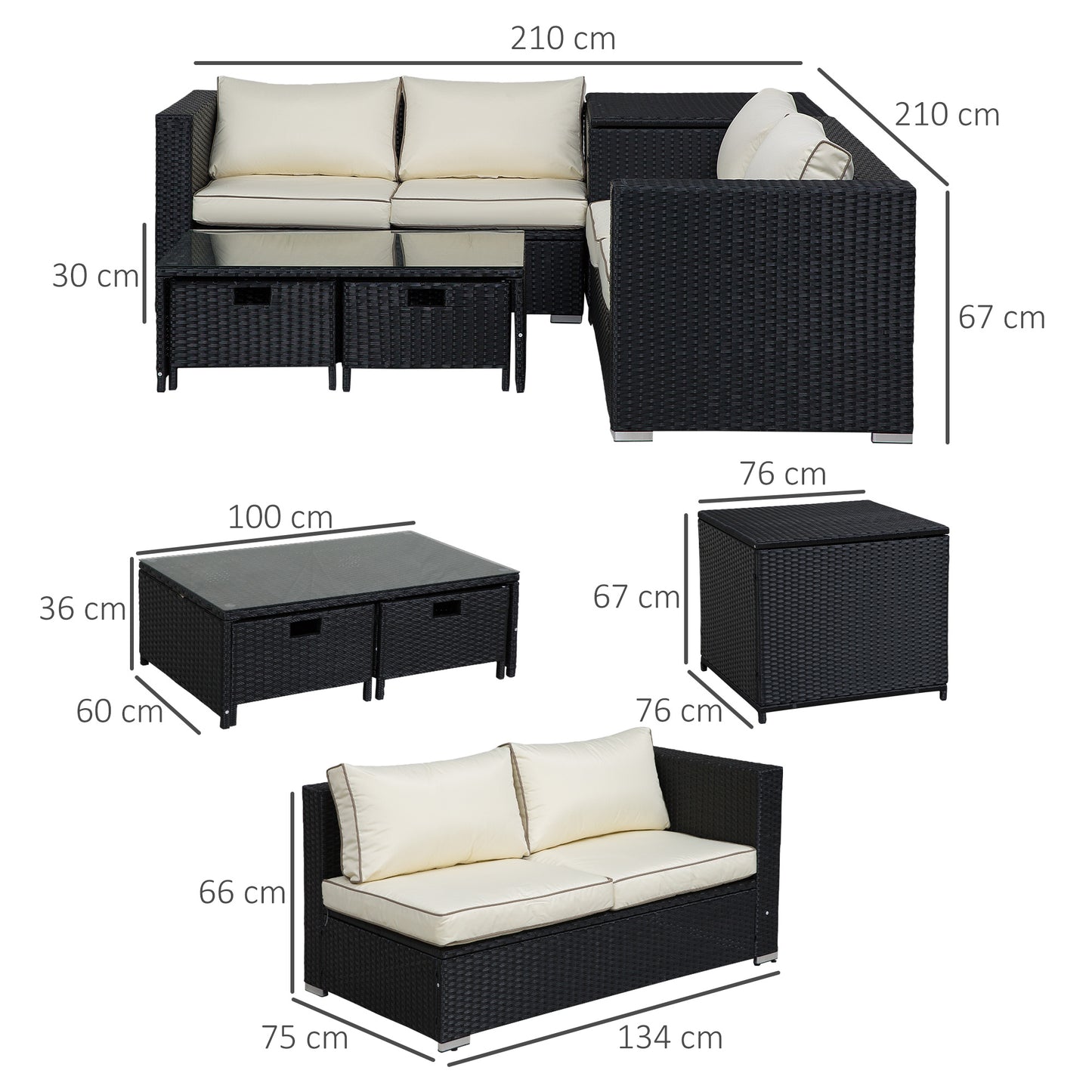 4 Piece Rattan Garden Furniture Set