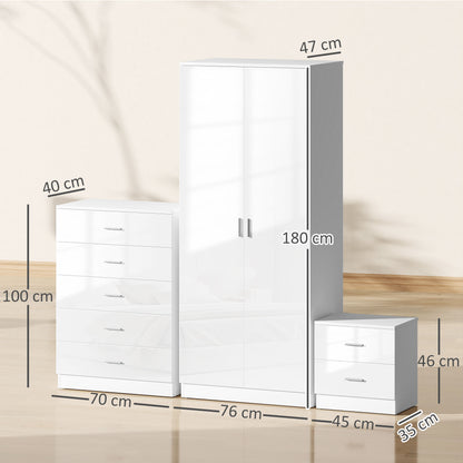 High Gloss 3 Piece Trio Bedroom Furniture