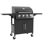 3 Burner Gas BBQ Grill Outdoor Portable Barbecue Trolley w/ Warming Rack, Side Shelves, Storage Cabinet