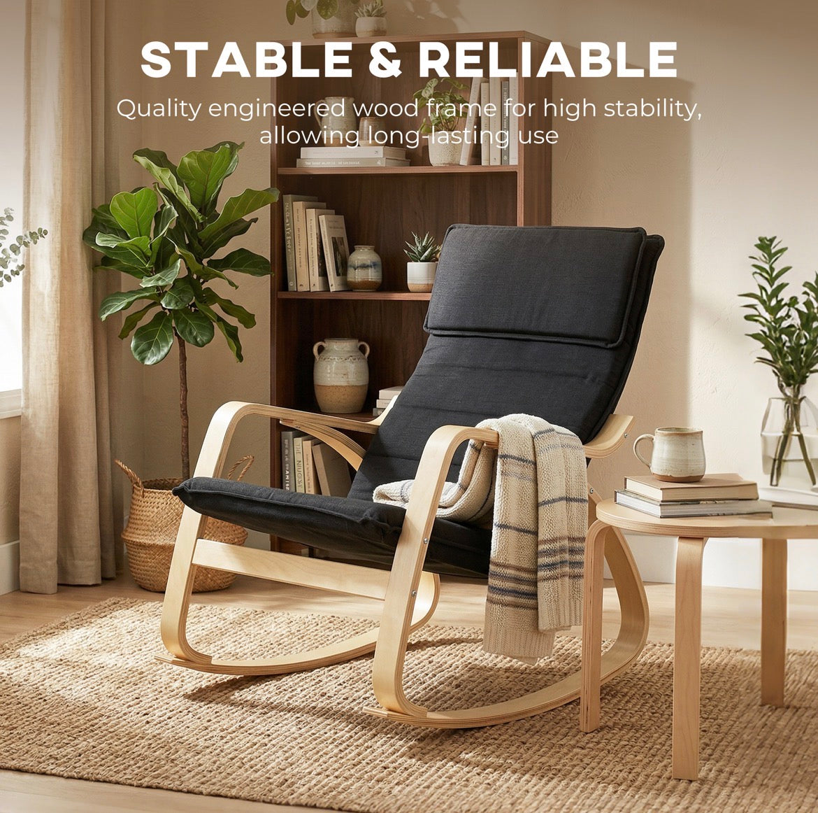 Lounge Chair, Comfortable Relax Rocking Chair with Headrest