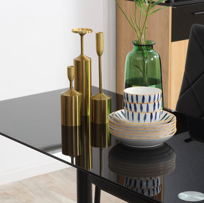Modern Dining Table Set for 4, Space-Saving 5 Pieces Kitchen Table Set with Rectangle Table and Steel Frame