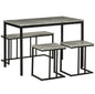 Concrete Effect Dining Table and Chairs Set for 4 People with Steel Frame Grey 4 Piece Kitchen Table and Bench Set