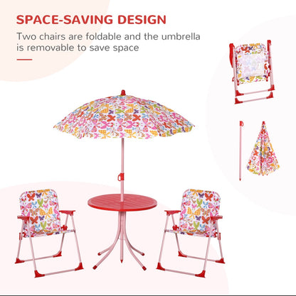 Outsunny Kids-Parasol Picnic Table and Chair Set